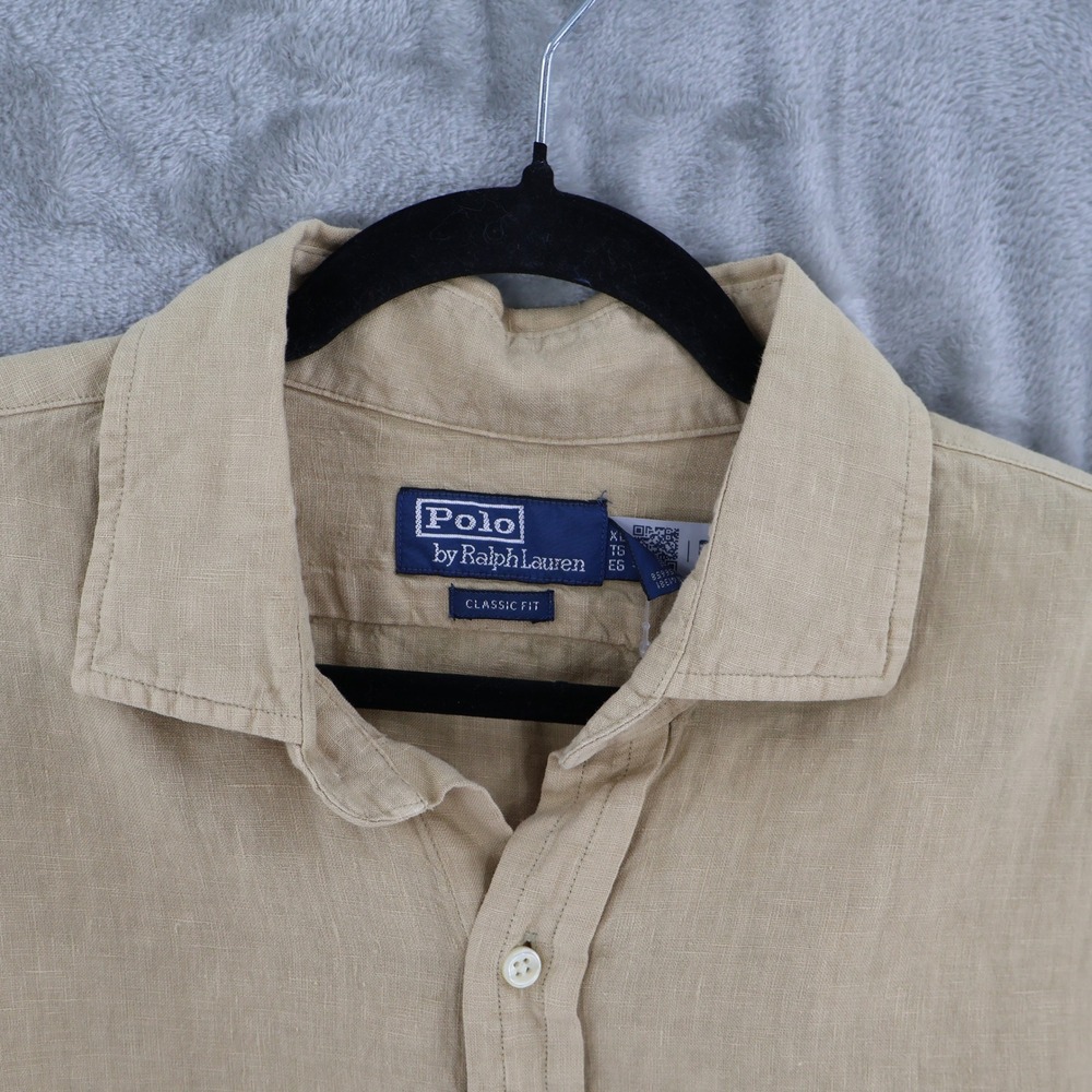 Polo Ralph Lauren Linen Button Down Mens XL Tan Classic Fit Coastal $130 NWOT - Picture 5 of 12